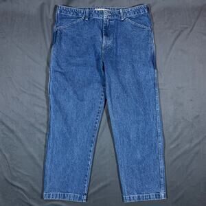 Gravel & Gold 6(38/30) women blue cargo denim jeans workwear pants baggy